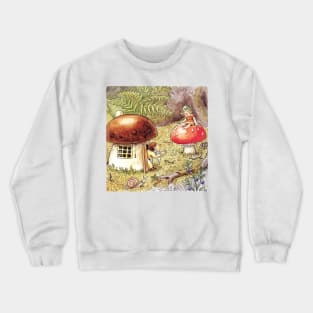 Toadstool Mushroom Girl and Gnome with Snail Crewneck Sweatshirt